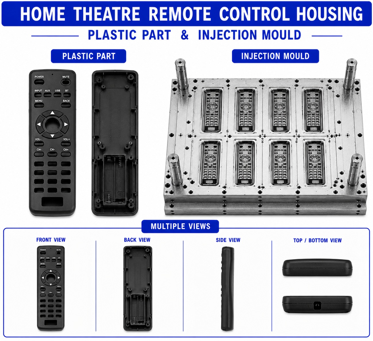 Home Theatre Plastic Remote Control Housing Mould and Moulding Service